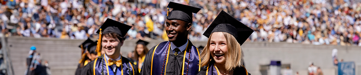 Commencement students in regalia 