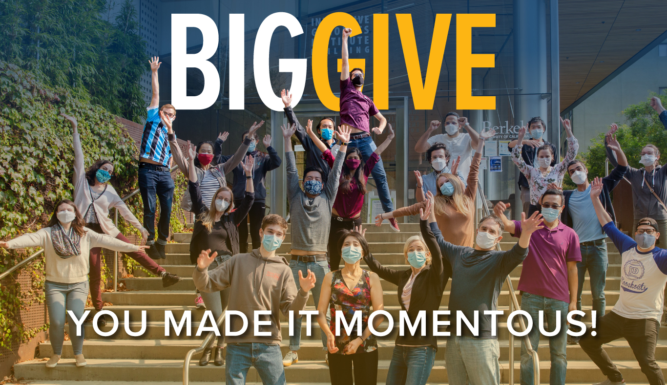 Big Give You Made It Momentous! The Doudna lab jumping in the air outside the IGI